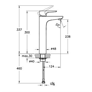 Artema X-Line Lavabo Bataryası Yüksek A4232223