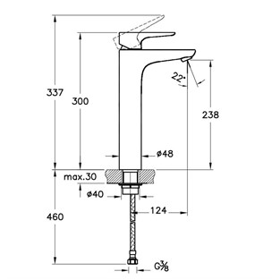 Artema X-Line Lavabo Bataryası Yüksek A42322