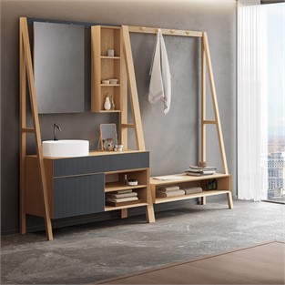 ORKA Aura Banyo Dolabı Takımı Meşe 250 cm ORKA5000030