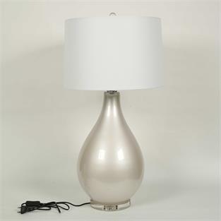 Vitale Cam İnci Beyaz Abajur 43*43*82.5 cm