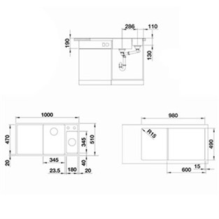 Blanco Axia III 6S Beyaz Cam Kesme Tahtalı Sol Damlalıklı Granit Evye 523477 B523477