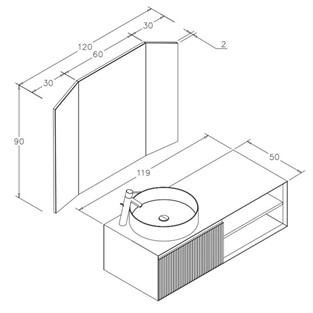 ORKA Boxes Banyo Dolabı Takımı Meşe 120 cm ORKA5000090