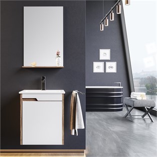 ORKA Brick Banyo Dolabı Takımı Tesbih Ceviz 45 cm ORKA5000097
