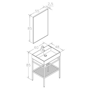 ORKA Capetown Banyo Dolabı Takımı Beyaz 60 cm ORKA5000142
