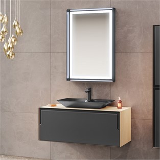 ORKA Craft Banyo Dolabı Takımı Meşe Antrasit 100 cm ORKA5000144