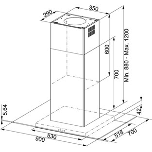 Franke Glass Linear FGL 915 I BK/XS Paslanmaz Çelik Cam Ada Tipi Davlumbaz 325.0518.790 F325.0518.790