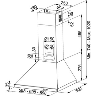 Franke Gavia Plus FDL 9165 XS Paslanmaz Çelik Linfa Duvar Tipi Davlumbaz 320.0528.016 F320.0528.016