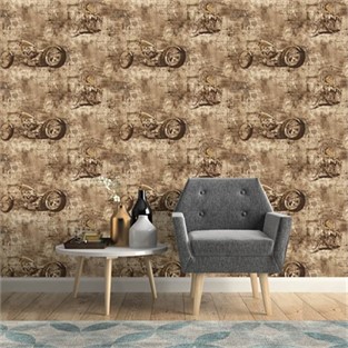 Duka Motosiklet Desenli Duvar Kağıdı DK.14247-1 (16 m2 )