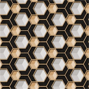 Duka Gold Desenli Siyah Duvar Kağıdı DK.19385-2 (10 m2 )