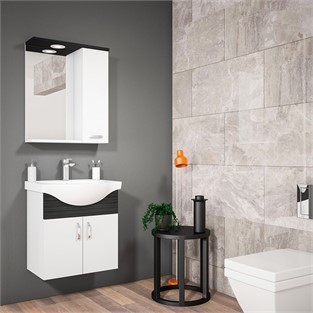 ORKA Duru Asma Banyo Dolabı Takımı Freze Siyah 55 cm ORKA5002886