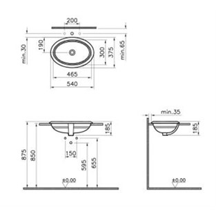 VitrA Efes Tezgahüstü Lavabo 54 cm 5801B003-0012