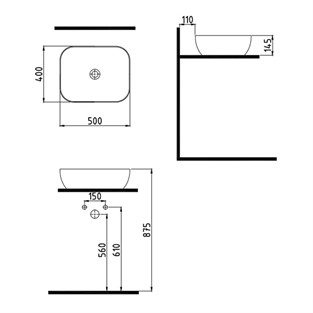 Bien Flame Çanak Lavabo 50 cm Saten Siyah FALG05101FD0BWSZ0