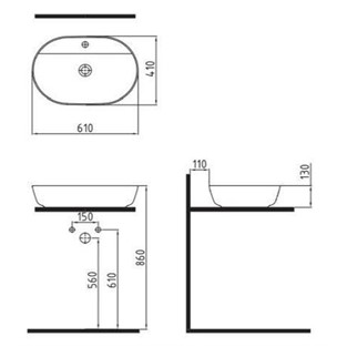 Bien Gövde Üstü Lavabo 60 cm Mat Siyah FALG06001FD1BWSZ0