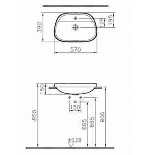 VitrA Frame Tezgahüstü Lavabo 57 cm 5696B403-0041