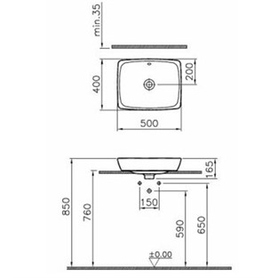 VitrA Metropole Çanak Lavabo 50 cm 5667B003-0012