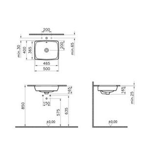 VitrA Metropole Tezgahaltı Lavabo 50 cm 5667B003-1082