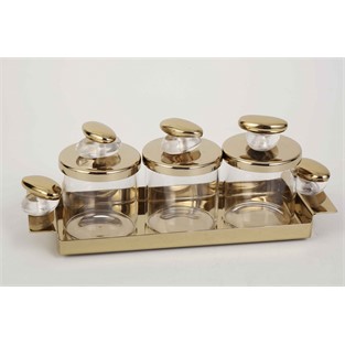 Vitale Volkan Gold Üçlü Baharatlık 17*13*5 cm MTFK.0192