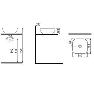 Bien Motto Kare Çanak Lavabo 38 cm MTLG03801FD0W5000