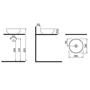 Bien Motto Yuvarlak Çanak Lavabo 38 cm MTLG03802FD0W5000