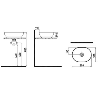 Bien Motto Oblong Çanak Lavabo 50 cm MTLG05001FD0W5000