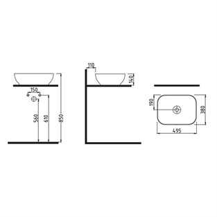Bien Motto Dikdörtgen Çanak Lavabo 50 cm MTLG05003FD0W5000