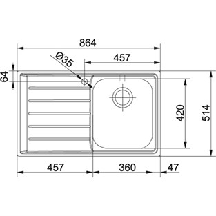 Franke Neptun Slimtop NEX 211 Paslanmaz Çelik Sağ Damlalıklı Evye 127.0059.654 F127.0059.654