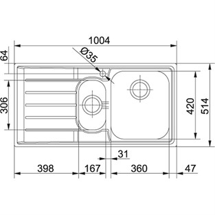 Franke Neptun Slimtop NEX 251 Paslanmaz Çelik Sol Damlalıklı Evye 127.0059.717 F127.0059.717