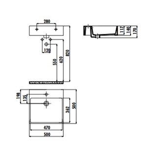 Creavit Next Tezgah Üzeri Kare Lavabo 50x50 cm NX256-00CB00E-0000