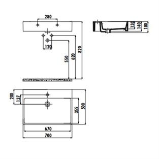Creavit Next Tezgah Üzeri Kare Lavabo 50x70 cm NX270-00CB00E-0000