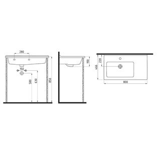 Neptun Sağdan Etejerli Lavabo 80 cm NPLK080B2FD1W5000