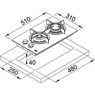 Franke Crystal Line FHCR 302 2G HE BK C Cristallo Nero Cam Ocak 106.0374.278 F106.0374.278