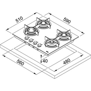 Franke Crystal Line FHCR 604 4G HE BK C Cristallo Nero Cam Ocak 106.0374.280 F106.0374.280