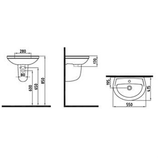 Bien Orion Lavabo 55 cm(Lavabo Ayağı Hariç) ORLS05501VD1W3000