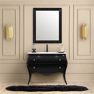 ORKA Prestige Banyo Dolabı Takımı Parlak Siyah 110 cm ORKA5000647