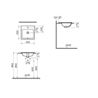 VitrA S20 Tezgahüstü Lavabo 45 cm 5463B003-0001
