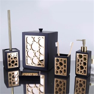 Buble Banyo Seti Siyah-Altın SBNY142SYA15RS