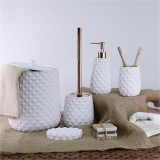 Selim Piramit Banyo Seti 5 Parça Beyaz-Bronz SBNY141BRZ15RS