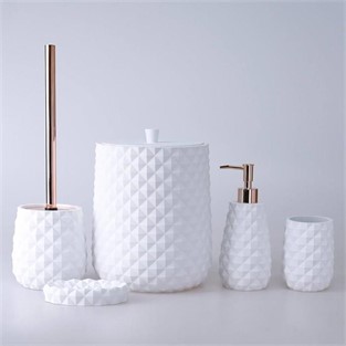 Selim Piramit Banyo Seti 5 Parça Beyaz-Bronz SBNY141BRZ15RS