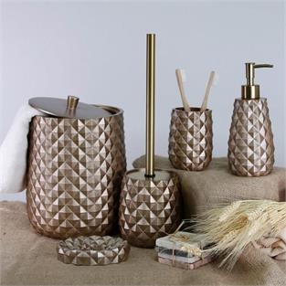 Selim Piramit Banyo Seti 5 Parça Vizon-Altın SBNY141VZN15RS