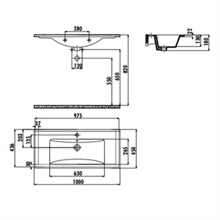 Creavit Su Etajerli Lavabo 45x100 cm SU100-00CB00E-0000