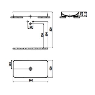 Creavit Ultra Dikdörtgen Çanak Lavabo 80 cm Beyaz UL080-00CB00E-0000