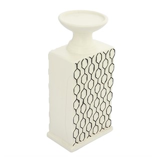 Vitale Lord Çizgili Beyaz Seramik Mumluk 8x30 cm AK.FK0020