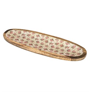 Vitale Şiva Çiçek Desenli Krem Dekoratif Servis Tabağı AK.FQ0010-K