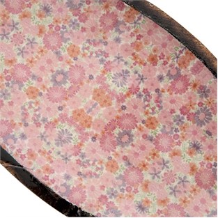 Vitale Şiva Çiçek Desenli Pembe Dekoratif Oval Tepsi AK.FQ0009-P