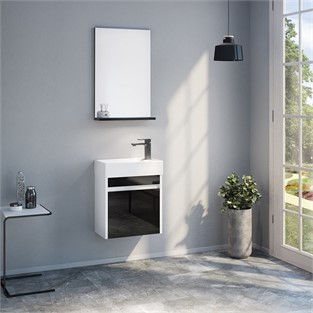 ORKA Yedisu Banyo Dolabı Takımı Parlak Siyah 45 cm ORKA5003265
