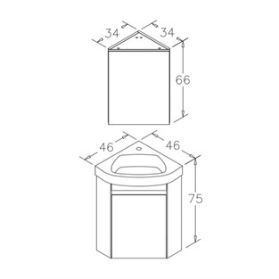 ORKA Zag Banyo Dolabı Takımı Mat Beyaz 45 cm ORKA5000870