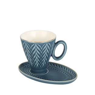 Vitale Yaprak Desenli Lacivert Fincan Takımı MTFK.0102