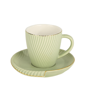 Vitale Çizgi Kavis Desenli Yeşil Fincan Takımı MTFK.0108