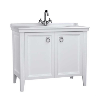 VitrA Valarte Lavabo Dolabı 100 cm Kapaklı Etajerli Lavabolu Tek Armatür Delikli Mat Beyaz 62156