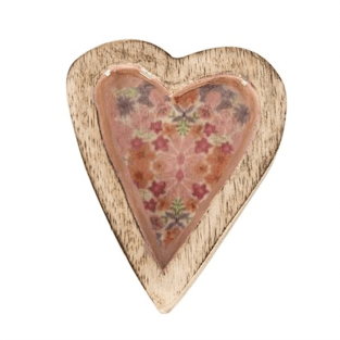 Vitale Şiva Çiçek Desenli Pembe Dekoratif Kalp Küçük Boy AK.FQ0014-P